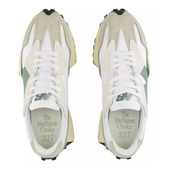 New Balance 327 Unisex Women 6 /Men 4.5 Sneakers Shoes White Leather Dark Green - Picture 4 of 8